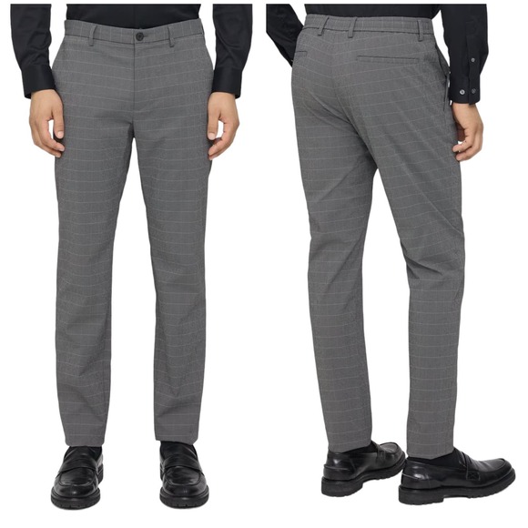 Theory NWT Zaine Classic-Fit Drawstring Pant Kelso Checked Nylon Size 34 Gray